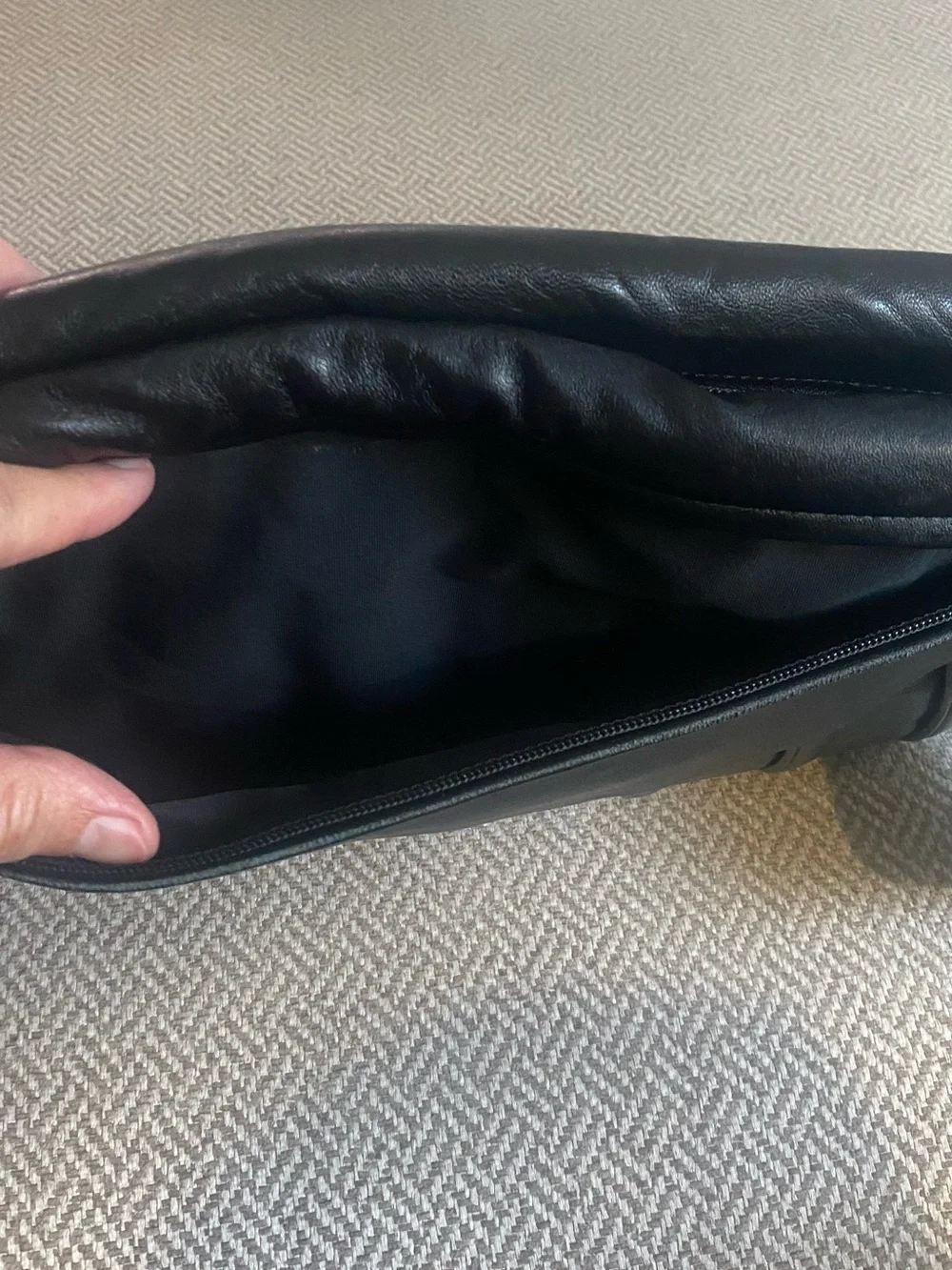 Anne Klein Black Pleated Leather Fold-Over Clutch